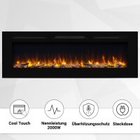 Elektrokamin BALDERIA Fiamma 60 - Einbaukamin, Heizung 2000W - Schwarz