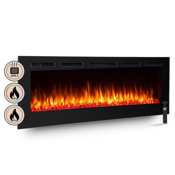Elektrokamin Einbaukamin BALDERIA Fiamma 68 – Heizung bis 2000 W, schwarz