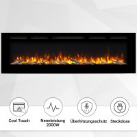 Elektrokamin BALDERIA Fiamma 68 - Einbaukamin, Heizung 2000W - Schwarz