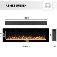Elektrokamin Einbaukamin BALDERIA Fiamma 68 – Heizung bis 2000 W, schwarz