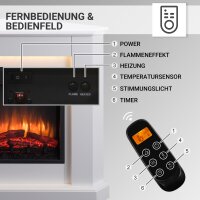 Elektrokamin BALDERIA Candela - Eckkamin, Heizung 2000 W - Weiß