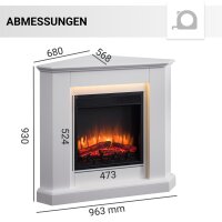 Elektrokamin BALDERIA Candela - Eckkamin, Heizung 2000 W - Weiß