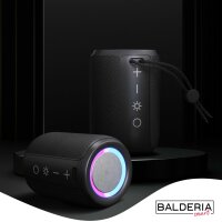 Bluetooth Soundbox BALDERIA Smart Fire - Kabelloser Lautsprecher mit Knistereffekt - Schwarz