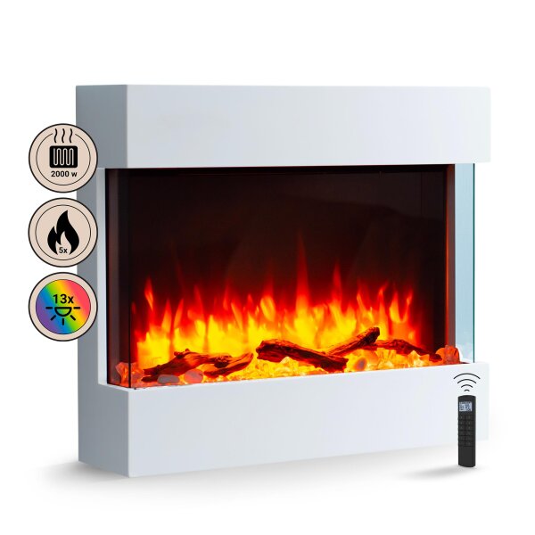 Elektrokamin BALDERIA Alva - Wandkamin, 2000 W - Weiß