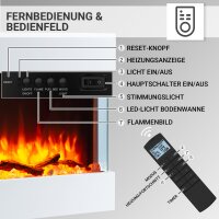 Elektrokamin BALDERIA Alva - Wandkamin, 2000 W - Weiß