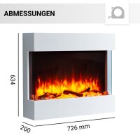 Elektrokamin BALDERIA Alva - Wandkamin, 2000 W - Weiß