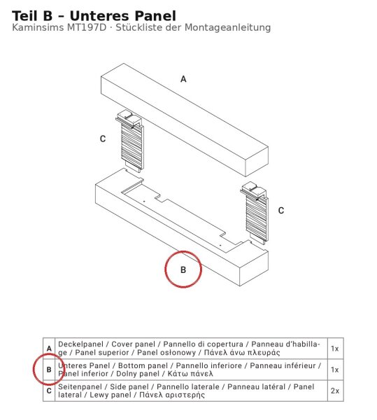 Unteres Panel B zu Kaminsims MT197D
