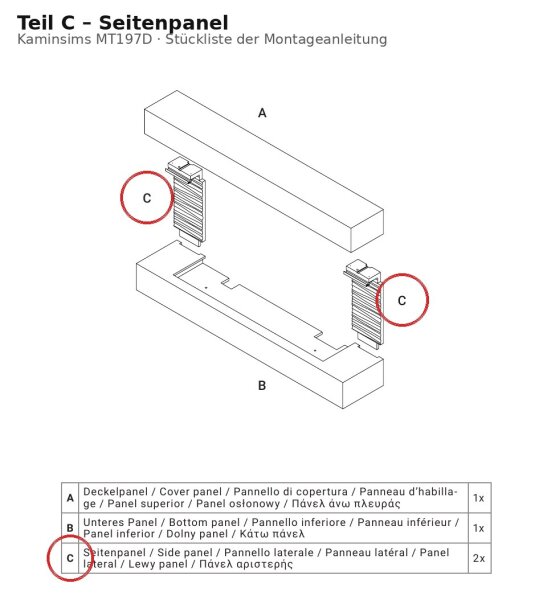 Seitenpanel C zu Kaminsims MT197D