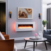 Elektrokamin BALDERIA Yoash - Wandkamin, Heizung 2000 W - Weiß