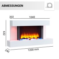 Elektrokamin BALDERIA Aieda - Standkamin, Heizung 2000 W - Weiß