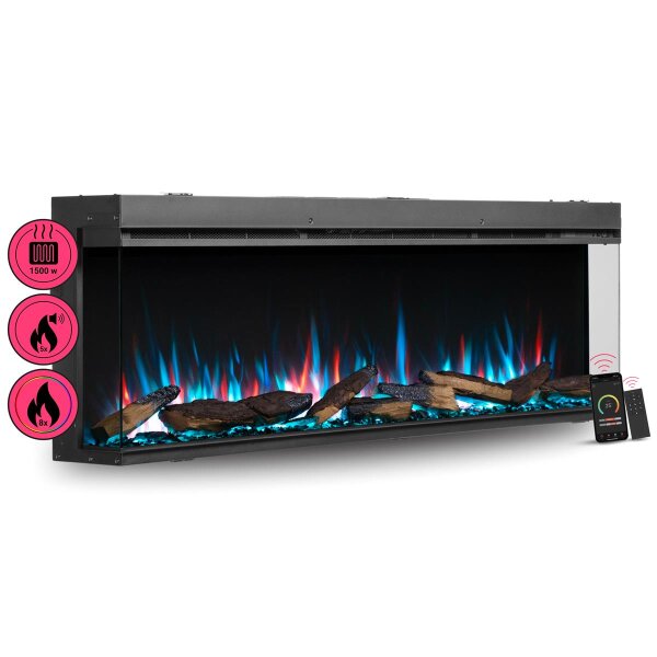 Elektrokamin Einbaukamin BALDERIA Athena 60 – Heizung bis 1500 W, schwarz