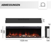 Elektrokamin Einbaukamin BALDERIA Athena 60 – Heizung bis 1500 W, schwarz