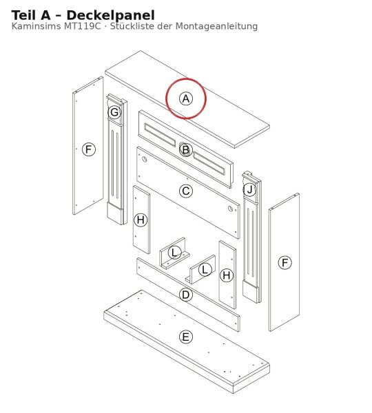 Deckelpanel A zu Kaminsims MT119C 2021