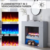 BALDERIA Naran Elektro-Standkamin Betonoptik – Infografik: Flammeneffekt in 3 Farben