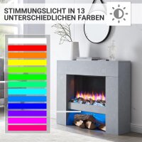 BALDERIA Naran Elektro-Standkamin Betonoptik – Infografik: Stimmungslicht in 13 Farben