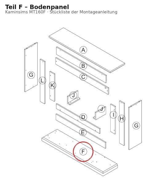 Bodenpanel F zu Kaminsims MT160F