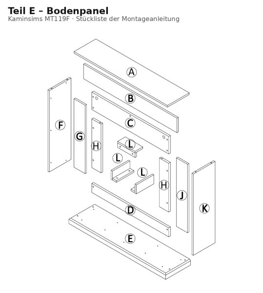 Bodenpanel E zu Kaminsims MT119F