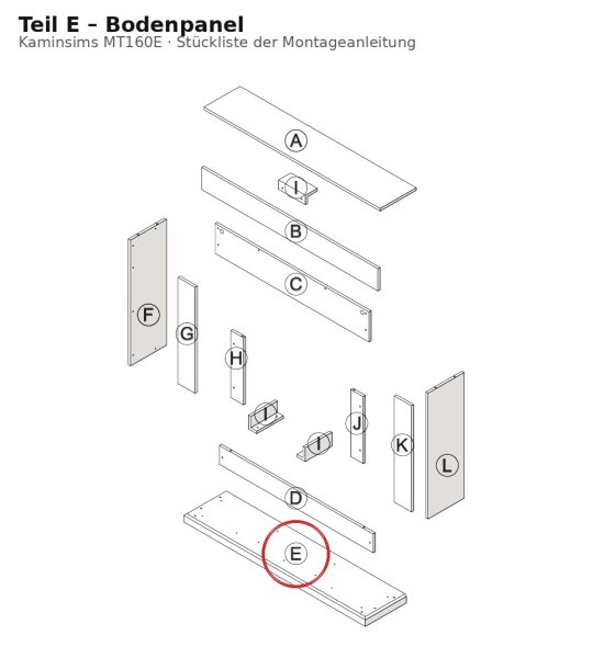 Bodenpanel E zu Kaminsims MT160E