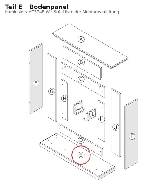 Bodenpanel E zu Kaminsims MT374B-W weiss