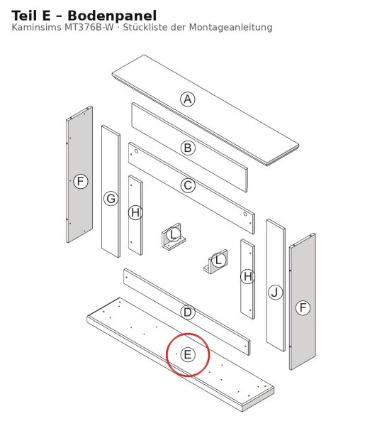 Bodenpanel E zu Kaminsims MT376B-W weiss
