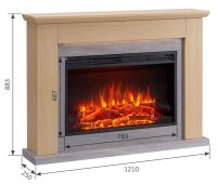 Elektrokamin BALDERIA Typhon - Standkamin, Heizung 2000 W - Hellbraun
