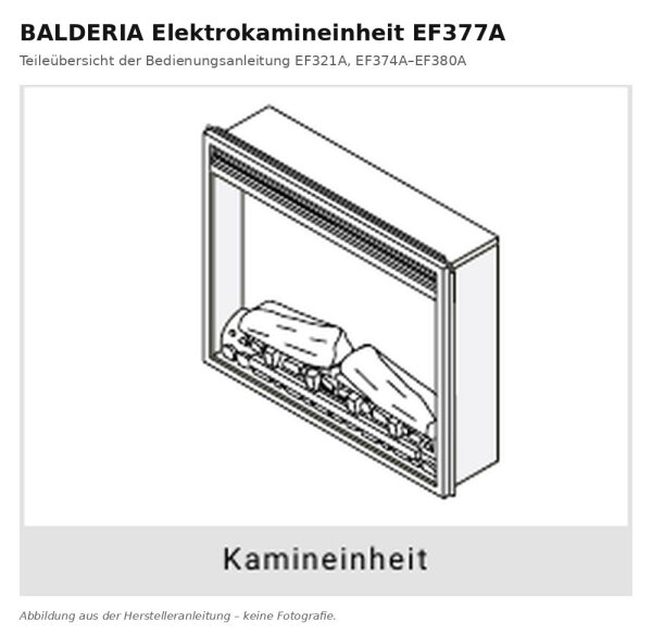 BALDERIA Electric Fireplace Unit EF377A | compatible with EF377D