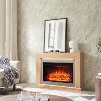 BALDERIA Xenia electric fireplace - freestanding fireplace with heating - light oak