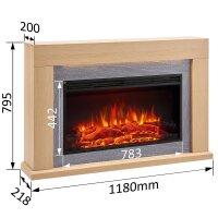 BALDERIA Xerxes electric fireplace - freestanding fireplace, 2000W heating - light oak