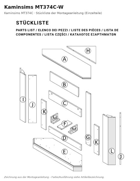Fireplace mantel MT374C-W
