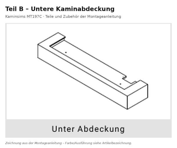 Untere Kaminabdeckung B zu Kaminsims MT197C-CG betonoptik