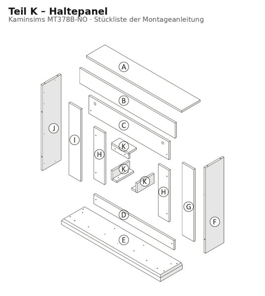 Haltepanel K zu Kaminsims MT378B-NO helle Eiche