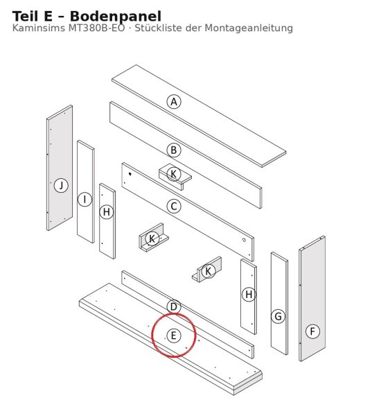 Bodenpanel E zu Kaminsims MT380B-EO dunkle Eiche