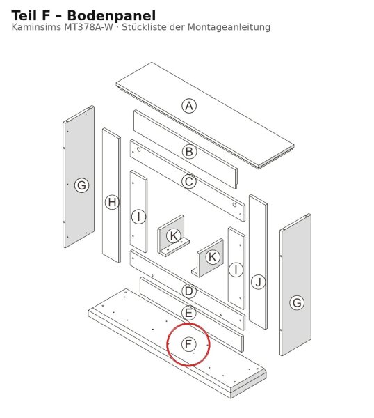 Bodenpanel F zu Kaminsims MT378A-W weiss