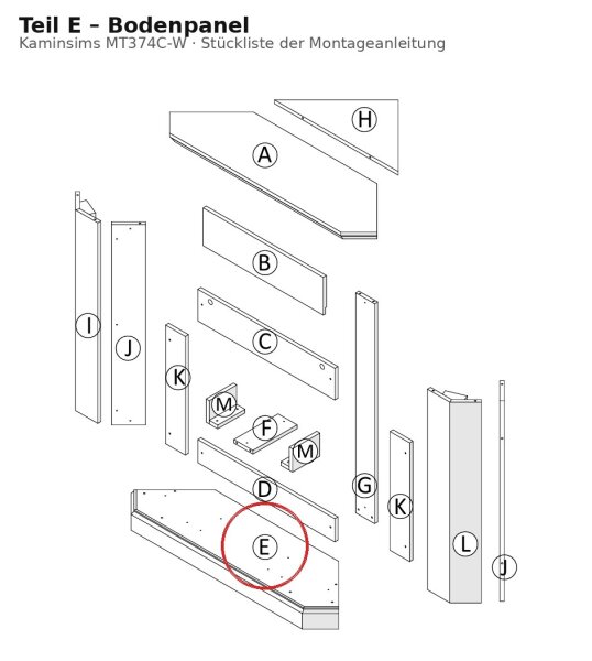 Bodenpanel E zu Kaminsims MT374C-W weiss