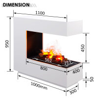 BALDERIA Cassiopeia electric fireplace - room divider, LED water vapor - white