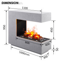 BALDERIA Cassiopeia - Elektrokamin 360 Grad Flammennebel - Betonoptik