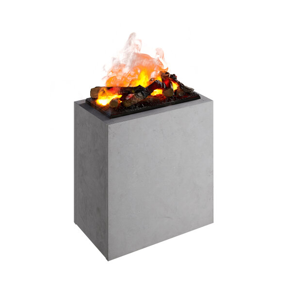 BALDERIA Ikaros Wassernebel-Kamin flach – Freisteller in Betonoptik mit Flammeneffekt