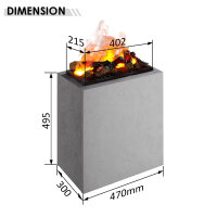 Elektrokamin BALDERIA Ikarus - Standkamin mit Optmimyst-Flammeneffekt, Nebel - Betonoptik