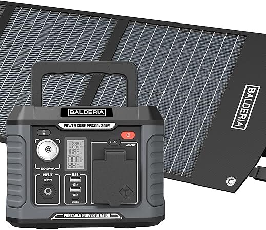 BALDERIA Power Set - Power station 300W, foldable solar panel 60W