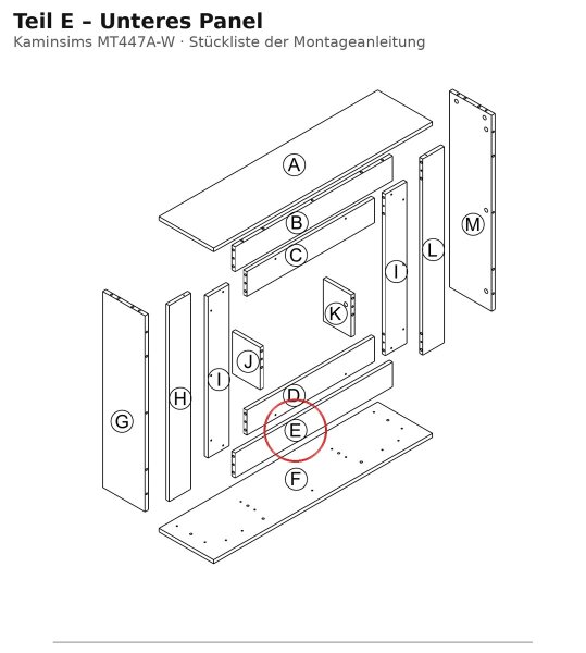 Unteres Panel E zu Kaminsims MT447A-W weiss