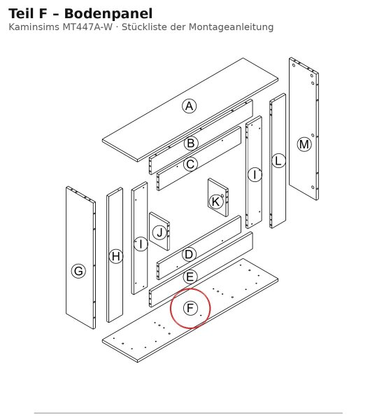 Bodenpanel F zu Kaminsims MT447A-W weiss