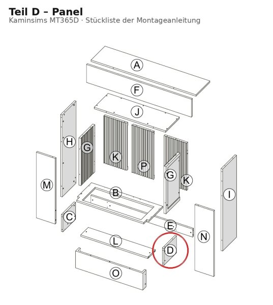 Panel D zu Kaminsims MT365D