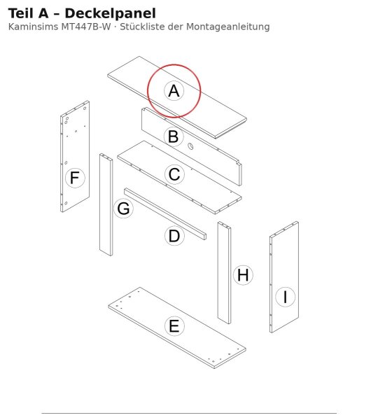 Deckelpanel A zu Kaminsims MT447B-W
