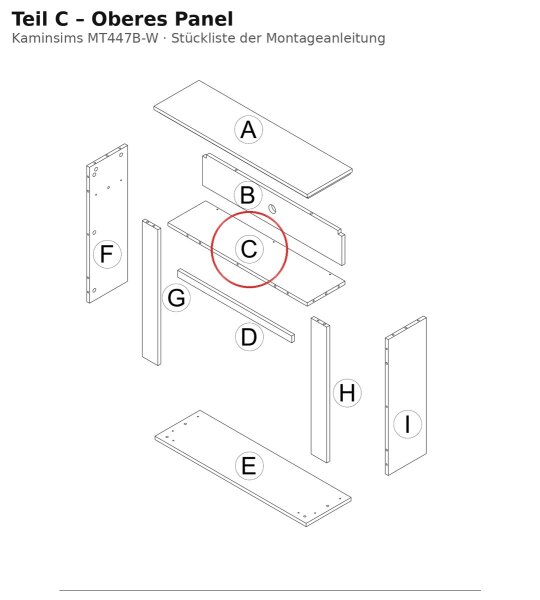 Oberes Panel C zu Kaminsims MT447B-W