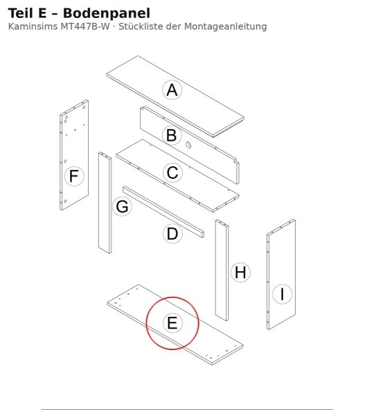 Bodenpanel E zu Kaminsims MT447B-W