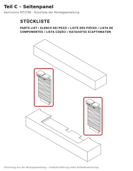 Seitenpanel C zu Kaminsims MT279E-CG