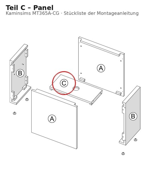 Panel C zu Kaminsims MT365A-CG Betonoptik