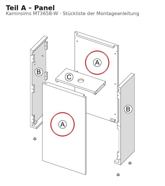 Panel A zu Kaminsims MT365B-W weiss