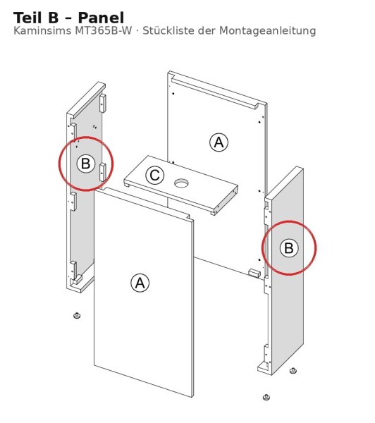 Panel B zu Kaminsims MT365B-W weiss