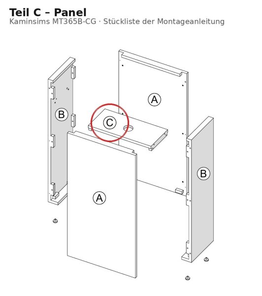 Panel C zu Kaminsims MT365B-CG Betonoptik